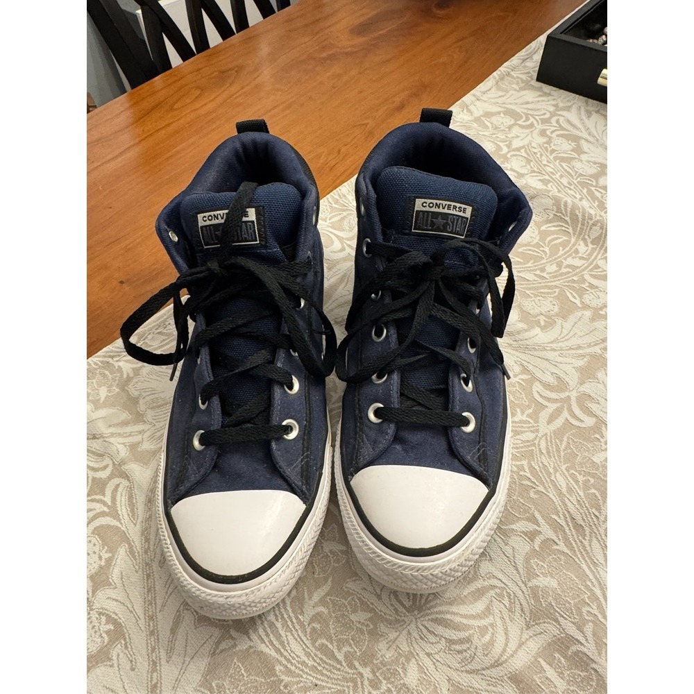 Converse Chuck Taylor All Star High Street Mid Navy Blue Canvas Sneakers Sz 10.5